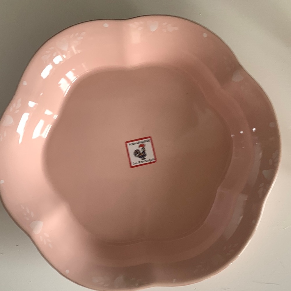 Pink Stoneware with Hearts Portugal Handmade Valentine Dish bakeware New